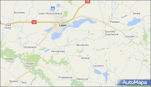 mapa Jakubkowo gmina Łasin, Jakubkowo gmina Łasin na mapie Targeo