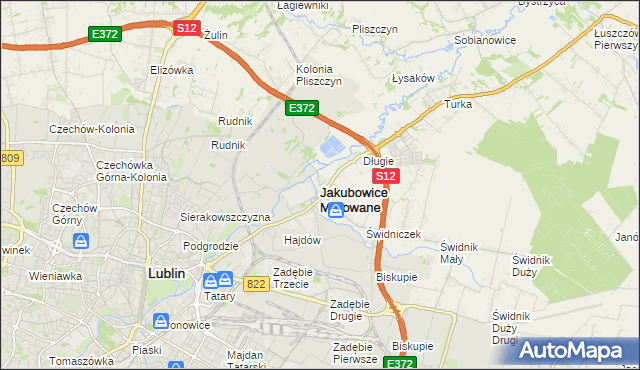 mapa Jakubowice Murowane, Jakubowice Murowane na mapie Targeo