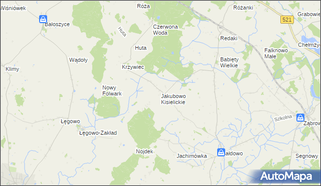 mapa Jakubowo Kisielickie, Jakubowo Kisielickie na mapie Targeo