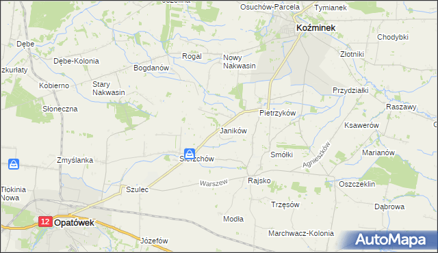 mapa Janików gmina Opatówek, Janików gmina Opatówek na mapie Targeo