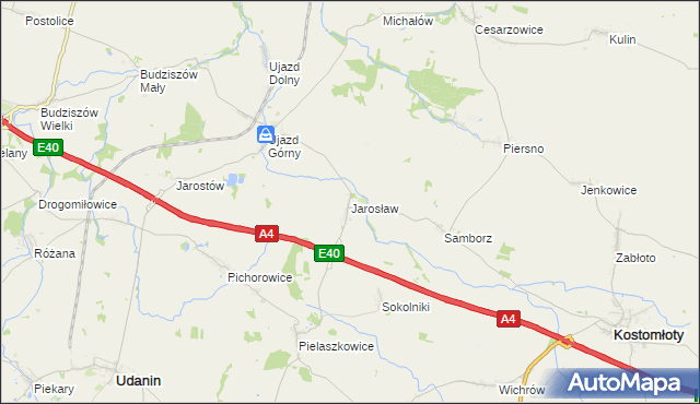 mapa Jarosław gmina Udanin, Jarosław gmina Udanin na mapie Targeo