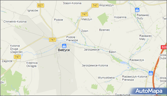 mapa Jaroszewice, Jaroszewice na mapie Targeo