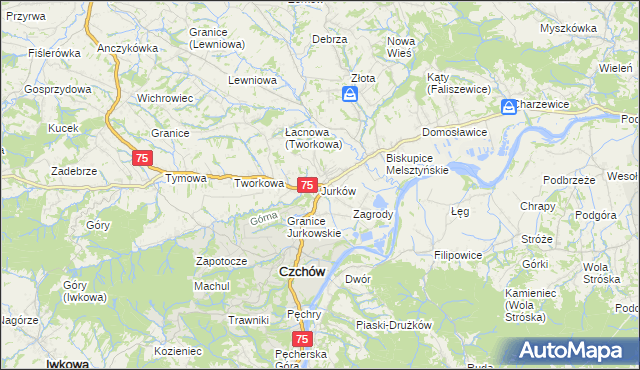 mapa Jurków gmina Czchów, Jurków gmina Czchów na mapie Targeo