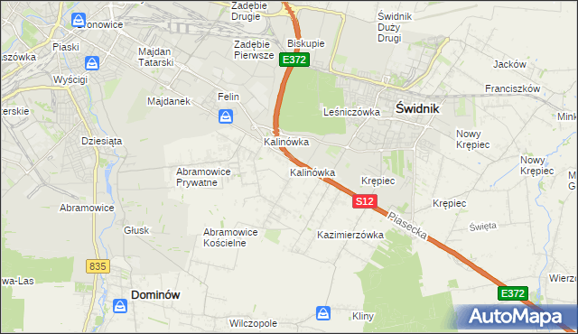 mapa Kalinówka gmina Głusk, Kalinówka gmina Głusk na mapie Targeo