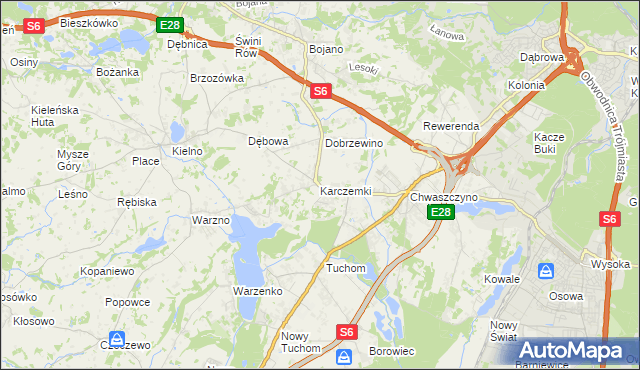 mapa Karczemki gmina Szemud, Karczemki gmina Szemud na mapie Targeo