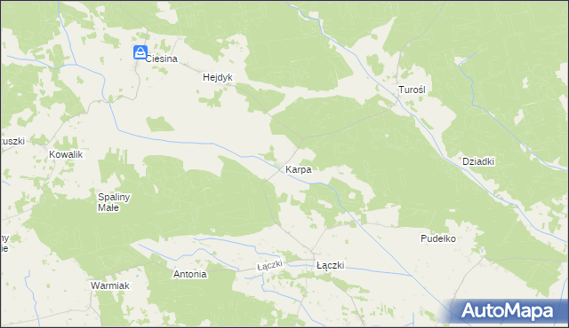 mapa Karpa gmina Pisz, Karpa gmina Pisz na mapie Targeo