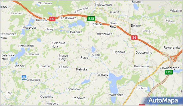 mapa Kielno gmina Szemud, Kielno gmina Szemud na mapie Targeo