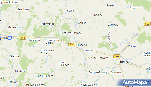 mapa Kluszewo, Kluszewo na mapie Targeo