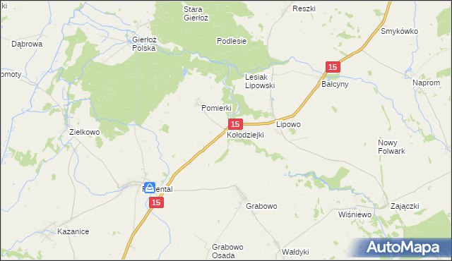 mapa Kołodziejki, Kołodziejki na mapie Targeo