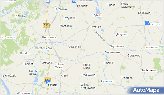 mapa Kozi Róg gmina Brodnica, Kozi Róg gmina Brodnica na mapie Targeo