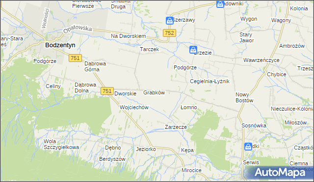mapa Krajków gmina Pawłów, Krajków gmina Pawłów na mapie Targeo