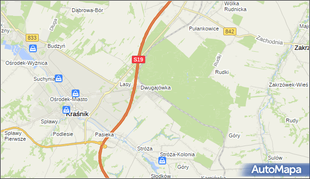 mapa Kraśnik powiat kraśnicki, Kraśnik powiat kraśnicki na mapie Targeo