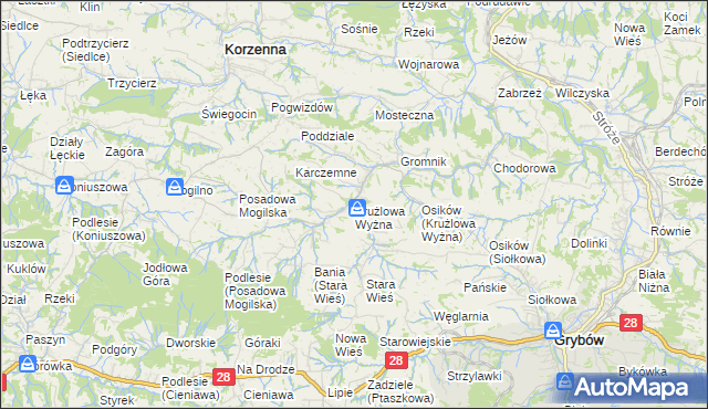 mapa Krużlowa Wyżna, Krużlowa Wyżna na mapie Targeo