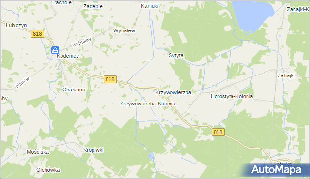 mapa Krzywowierzba, Krzywowierzba na mapie Targeo