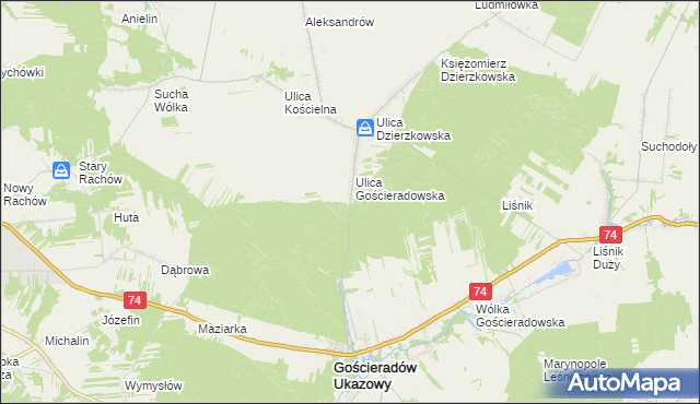 mapa Księżomierz Gościeradowska, Księżomierz Gościeradowska na mapie Targeo