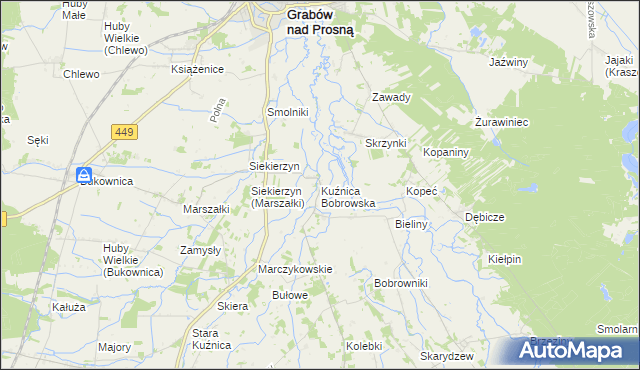 mapa Kuźnica Bobrowska, Kuźnica Bobrowska na mapie Targeo