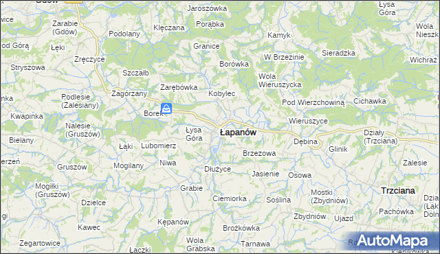 mapa Łapanów, Łapanów na mapie Targeo