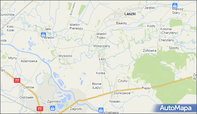 mapa Łazy gmina Radymno, Łazy gmina Radymno na mapie Targeo