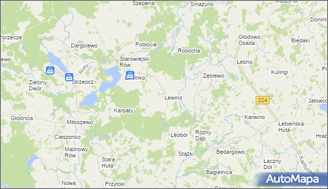 mapa Lewino, Lewino na mapie Targeo