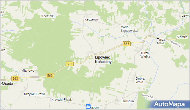 mapa Lipowiec Kościelny, Lipowiec Kościelny na mapie Targeo