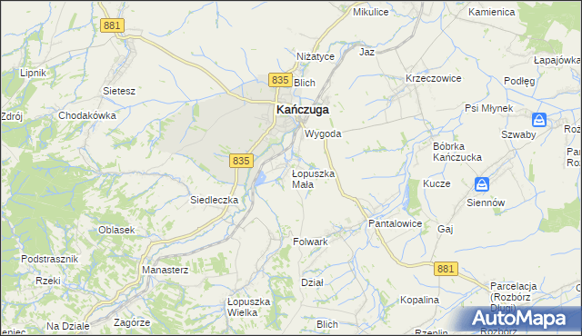 mapa Łopuszka Mała, Łopuszka Mała na mapie Targeo