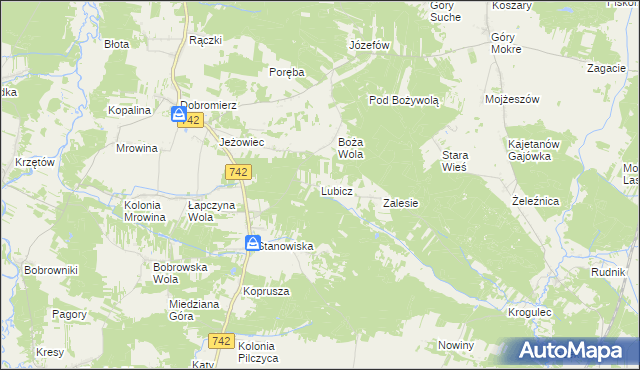 mapa Lubicz gmina Kluczewsko, Lubicz gmina Kluczewsko na mapie Targeo