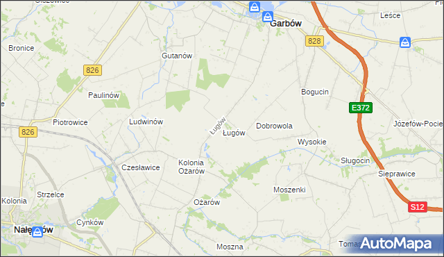 mapa Ługów gmina Jastków, Ługów gmina Jastków na mapie Targeo