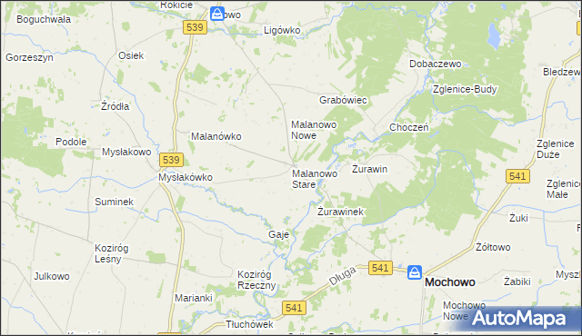 mapa Malanowo Stare, Malanowo Stare na mapie Targeo