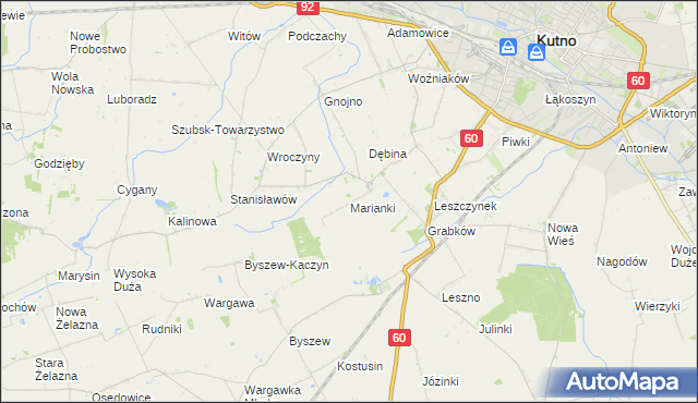 mapa Marianki gmina Kutno, Marianki gmina Kutno na mapie Targeo