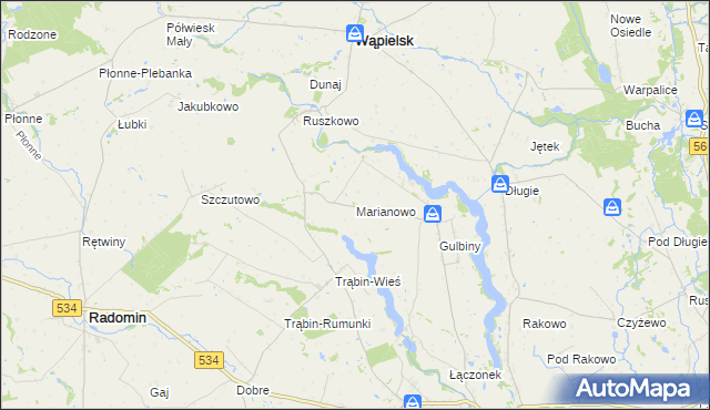 mapa Marianowo gmina Brzuze, Marianowo gmina Brzuze na mapie Targeo