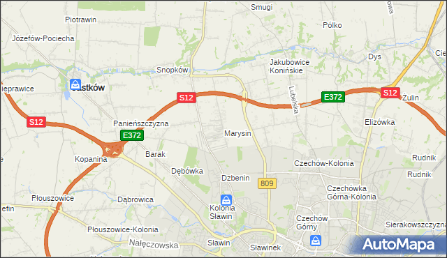 mapa Marysin gmina Jastków, Marysin gmina Jastków na mapie Targeo