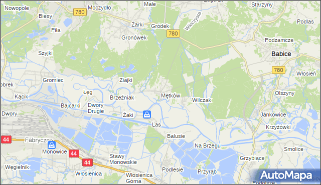 mapa Mętków, Mętków na mapie Targeo