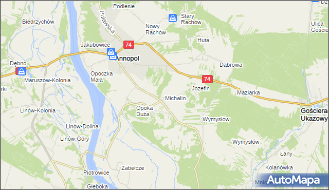 mapa Michalin gmina Annopol, Michalin gmina Annopol na mapie Targeo