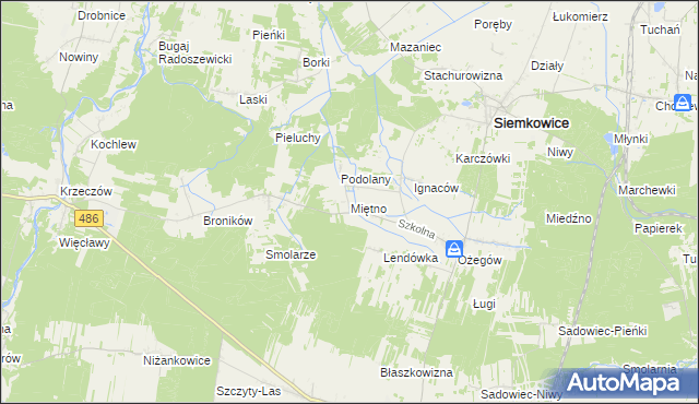 mapa Miętno gmina Siemkowice, Miętno gmina Siemkowice na mapie Targeo