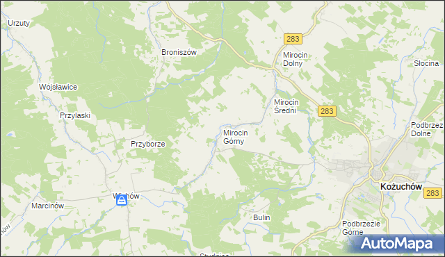 mapa Mirocin Górny, Mirocin Górny na mapie Targeo