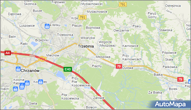 mapa Młoszowa, Młoszowa na mapie Targeo