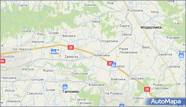 mapa Moderówka, Moderówka na mapie Targeo