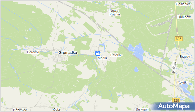 mapa Modła gmina Gromadka, Modła gmina Gromadka na mapie Targeo