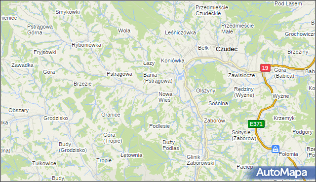 mapa Nowa Wieś gmina Czudec, Nowa Wieś gmina Czudec na mapie Targeo