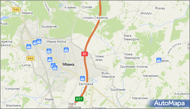 mapa Nowa Wieś gmina Szydłowo, Nowa Wieś gmina Szydłowo na mapie Targeo