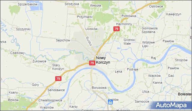 mapa Nowy Korczyn, Nowy Korczyn na mapie Targeo