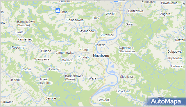 mapa Nozdrzec, Nozdrzec na mapie Targeo