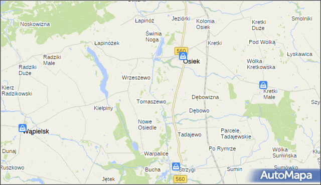 mapa Obórki gmina Osiek, Obórki gmina Osiek na mapie Targeo