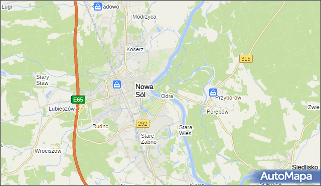 mapa Odra gmina Nowa Sól, Odra gmina Nowa Sól na mapie Targeo