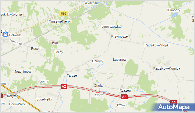 mapa Olędy gmina Zbuczyn, Olędy gmina Zbuczyn na mapie Targeo