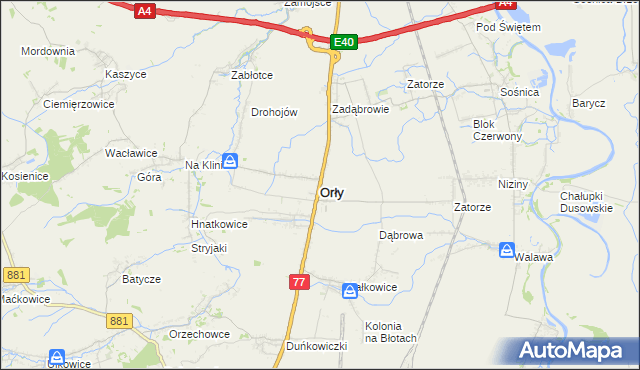 mapa Orły powiat przemyski, Orły powiat przemyski na mapie Targeo