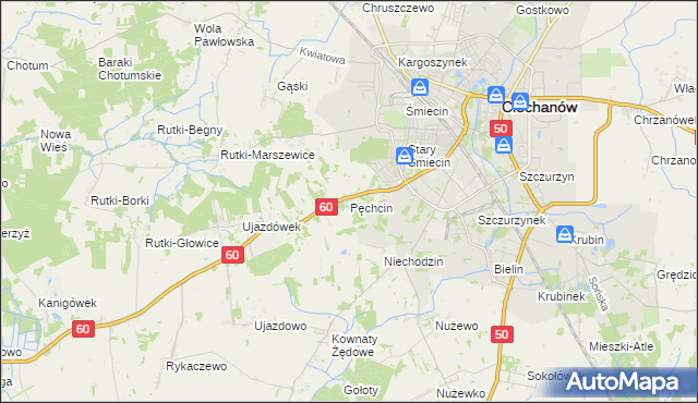 mapa Pęchcin, Pęchcin na mapie Targeo