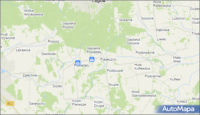 mapa Piaseczno gmina Cegłów, Piaseczno gmina Cegłów na mapie Targeo