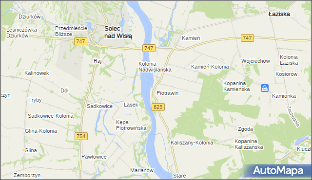 mapa Piotrawin gmina Łaziska, Piotrawin gmina Łaziska na mapie Targeo