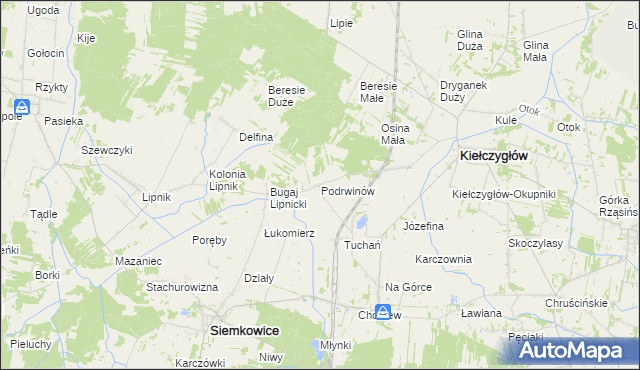 mapa Podrwinów, Podrwinów na mapie Targeo